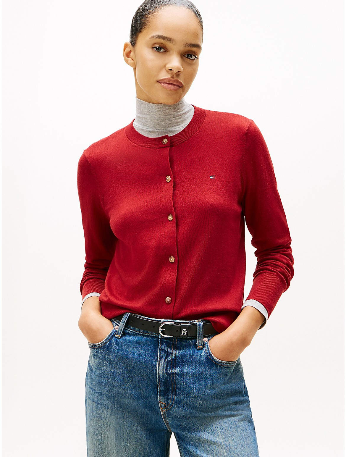 Tommy Hilfiger Women's Lightweight Cotton Cardigan - Red - XXS | Tommy Hilfiger (US)