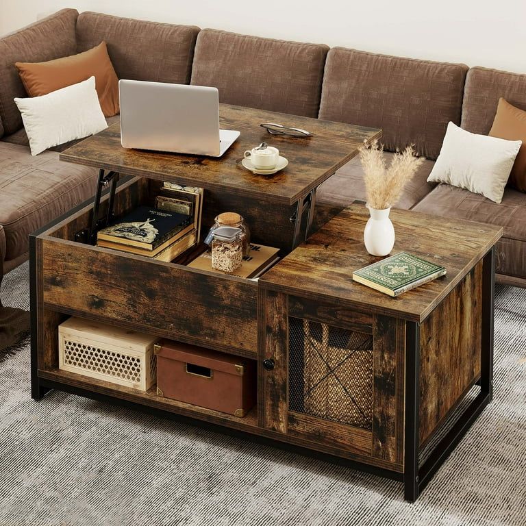 Dextrus Lift Top Coffee Tables with Storage, Double Doors Cocktail Table for Living Room, Rustic ... | Walmart (US)