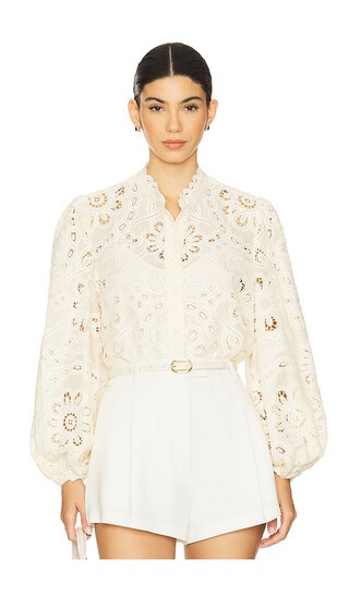 Rhiannon Embroidered Blouse in Ivory | Revolve Clothing (Global)