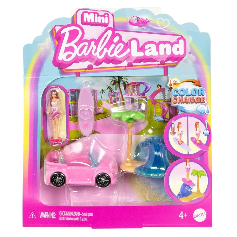 Barbie Mini BarbieLand Doll & Vehicle Set with 1.5-inch Doll & Beach Convertible with Color-Chang... | Walmart (US)