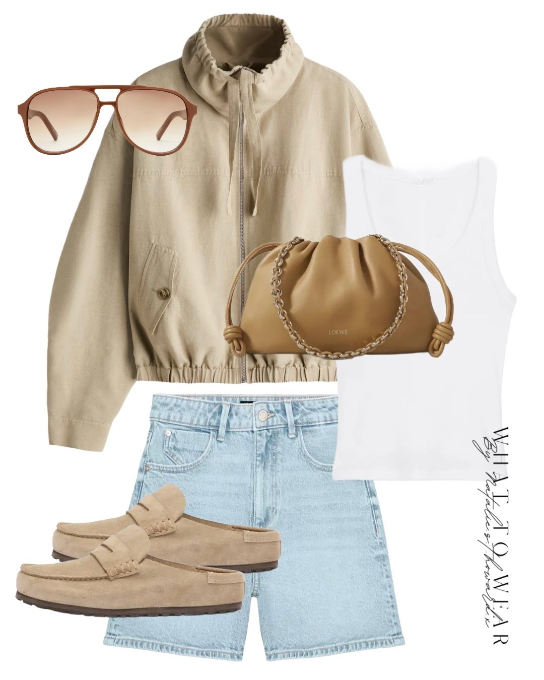 A go to spring outfit formula. A pair of denim shorts, a simple white vest, a lightweight jacket and suede mules . These shorts fit so nicely! 

#LTKstyletip #LTKuk #LTKspring