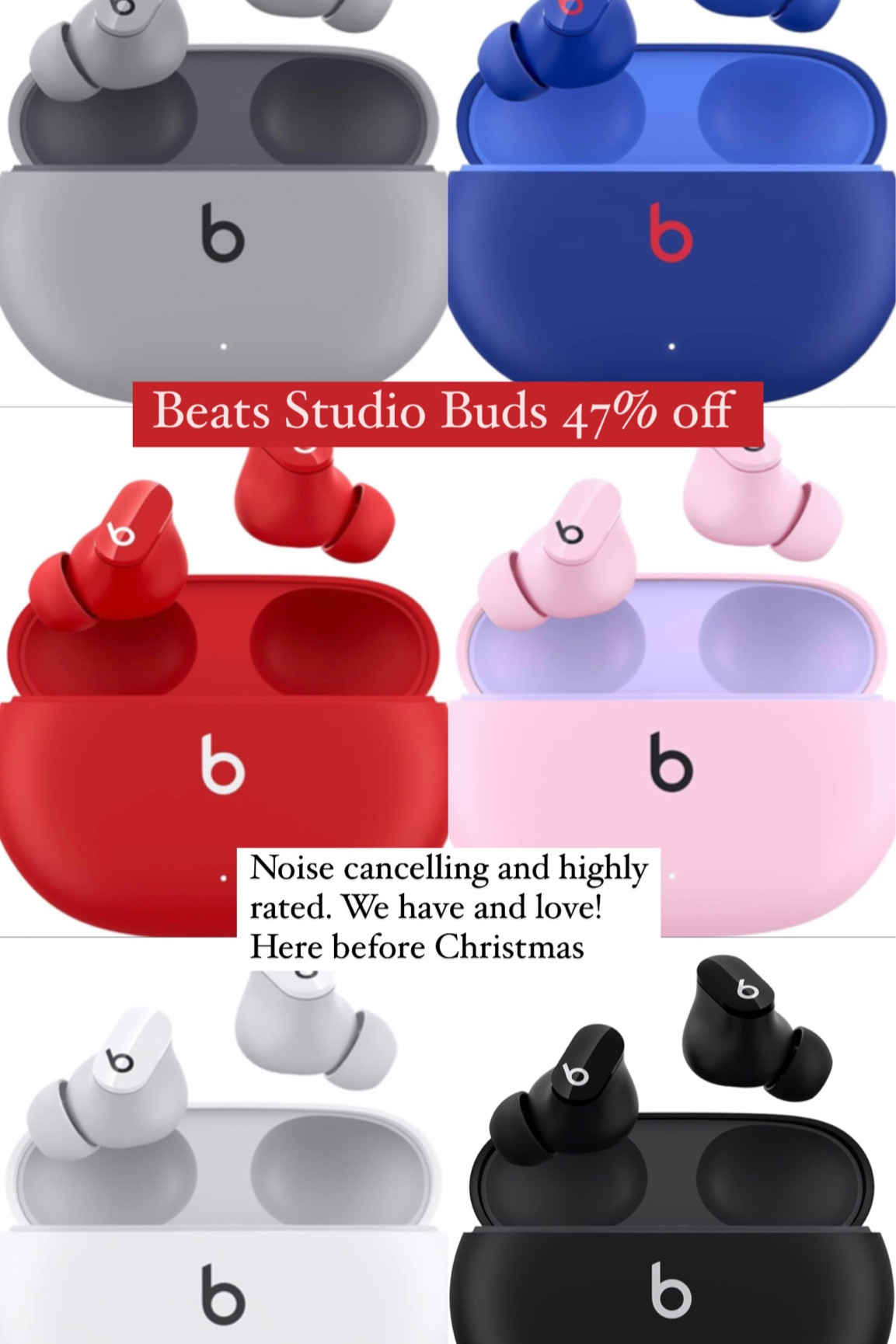 Under $80 and arrive before Christmas 
Beats Studio Buds
Christmas gift idea 

#LTKHoliday #LTKGiftGuide #LTKSeasonal