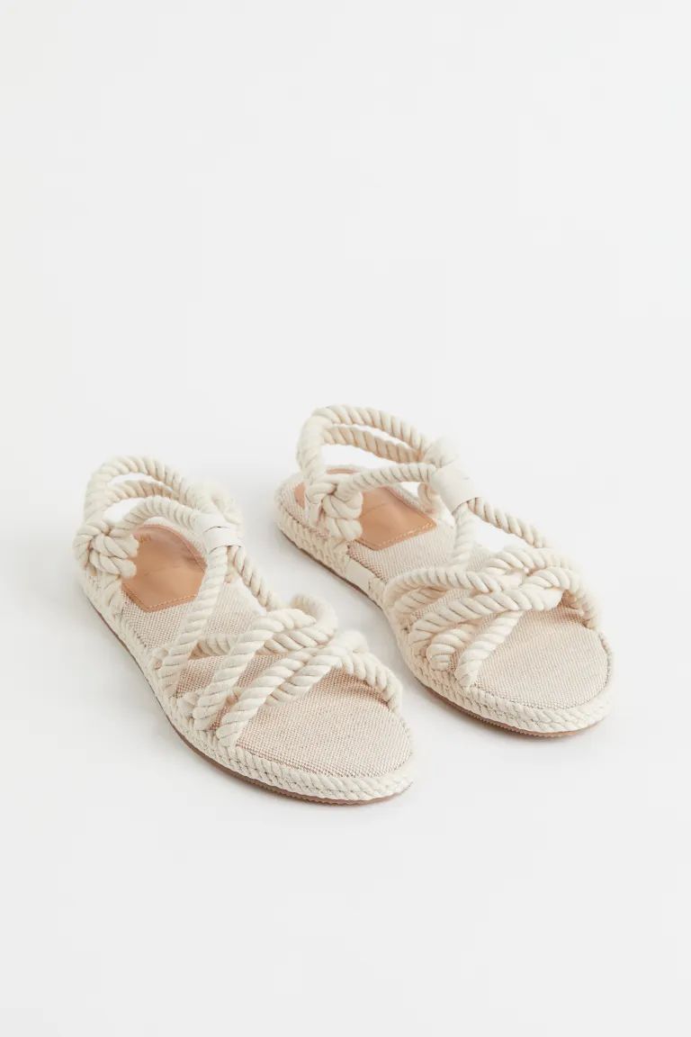 Sandals in thick, twisted rope with knot at each side. Canvas insoles in a linen and cotton blend... | H&M (US + CA)