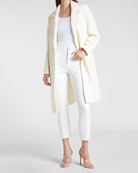 Wool-Blend Braided Rib Double Breasted Coat | Express