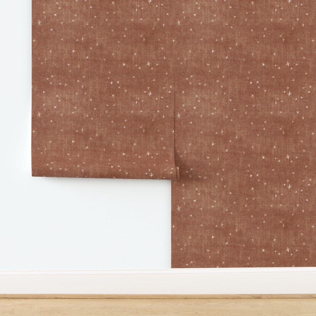 Wallpaper in copper brown stars starry canvas | Spoonflower