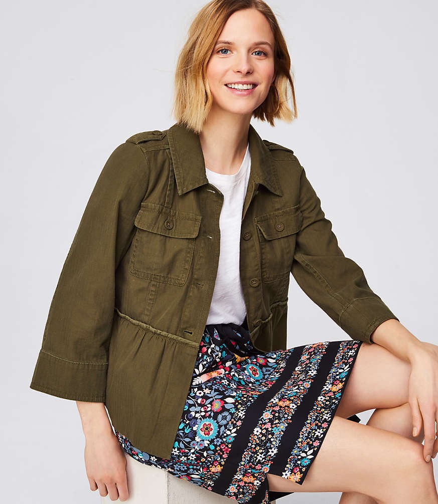 Peplum Utility Jacket | LOFT