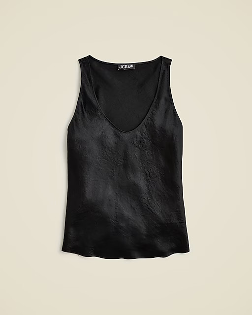 Scoopneck tank top in textured satin | J. Crew US
