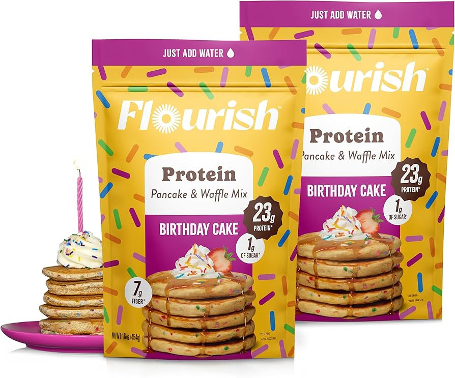 Flourish Protein Pancake & Waffle Mix, with Whey Protein & Flax Seed, No Added Sugar, High in Pro... | Amazon (US)
