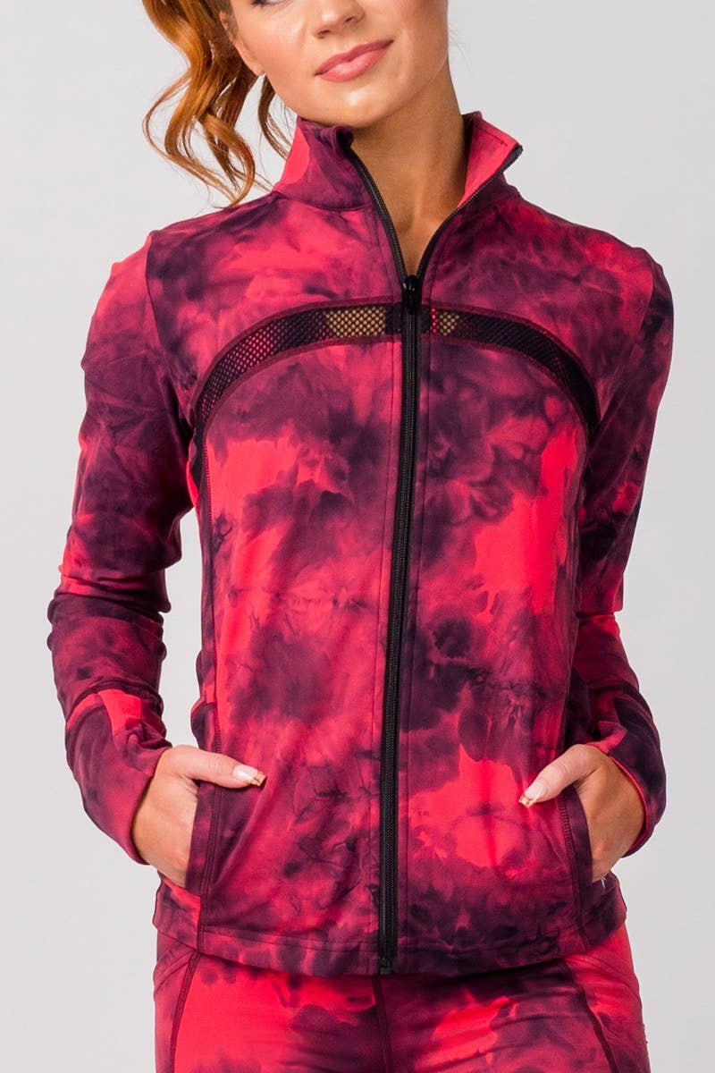 Maeve Jacket in Magenta Tie Dye Wash | Rebel Athletic