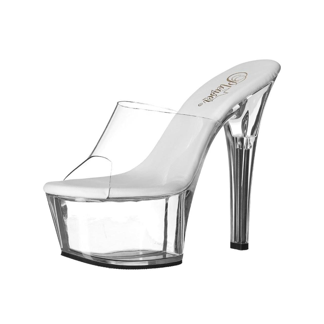 Pleaser Women's Pumps - Silver/White - US 7 | Depop US