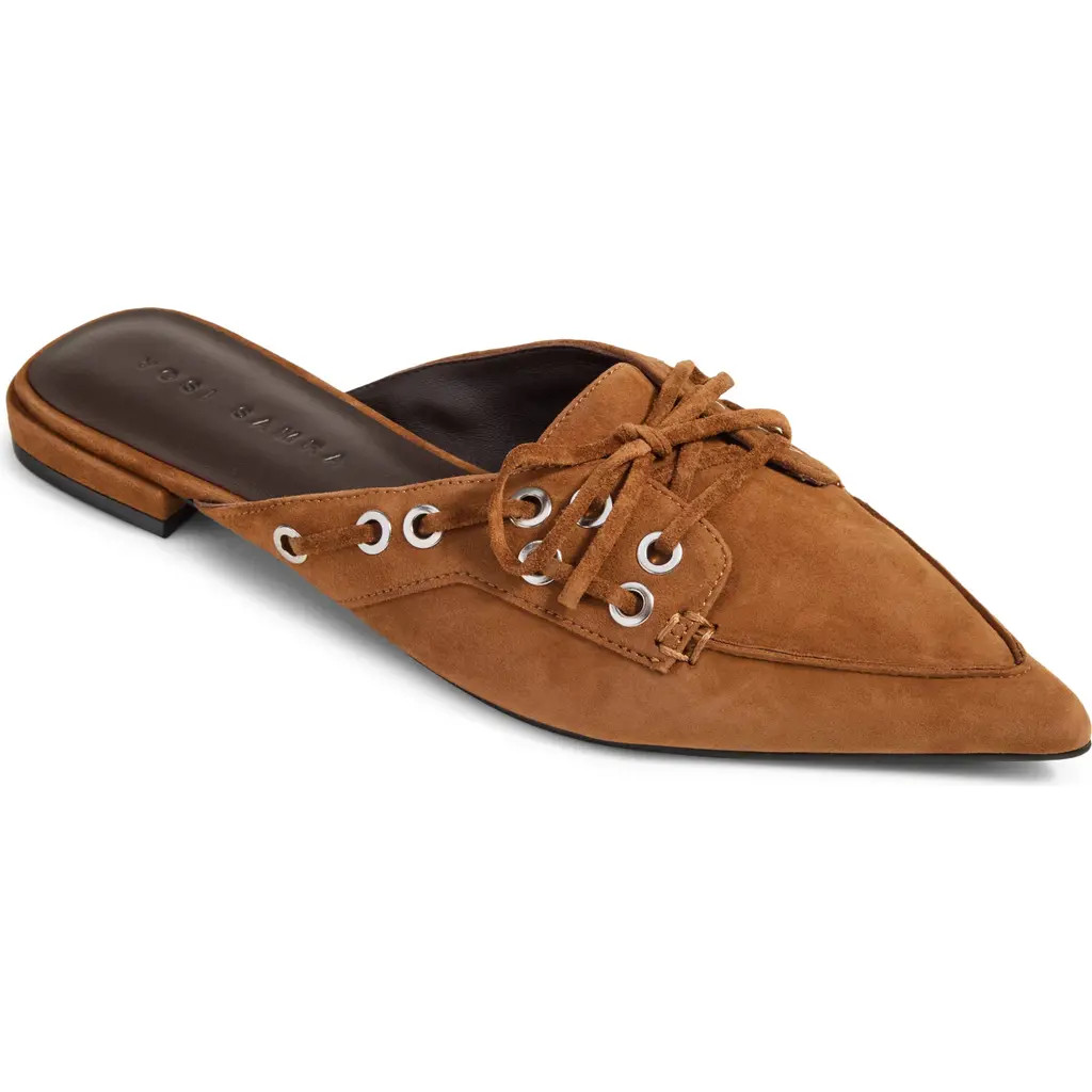 Yosi Samra Astor Pointed Toe Suede Flat Mule in Whiskey at Nordstrom, Size 8 | Nordstrom