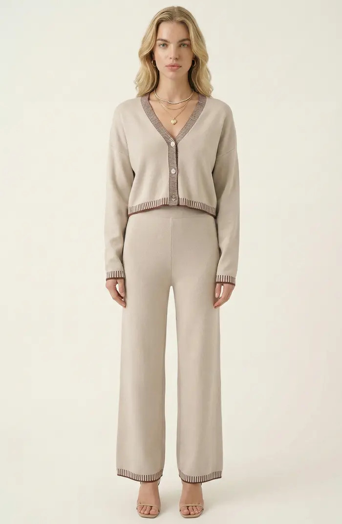 Contrast Trim Knit Cardigan Set | Nordstrom