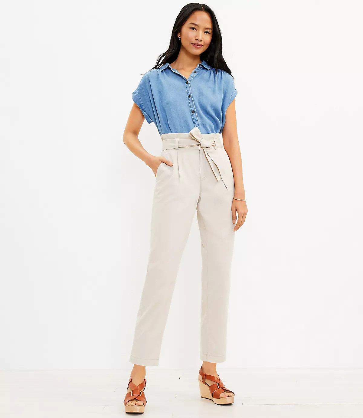 Paperbag Taper Pants | LOFT