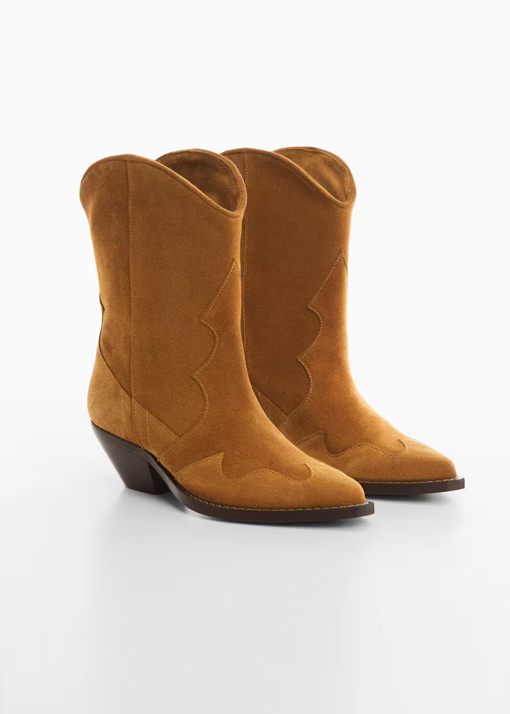Cowboy split leather ankle boot -  Women | Mango USA | MANGO (US)