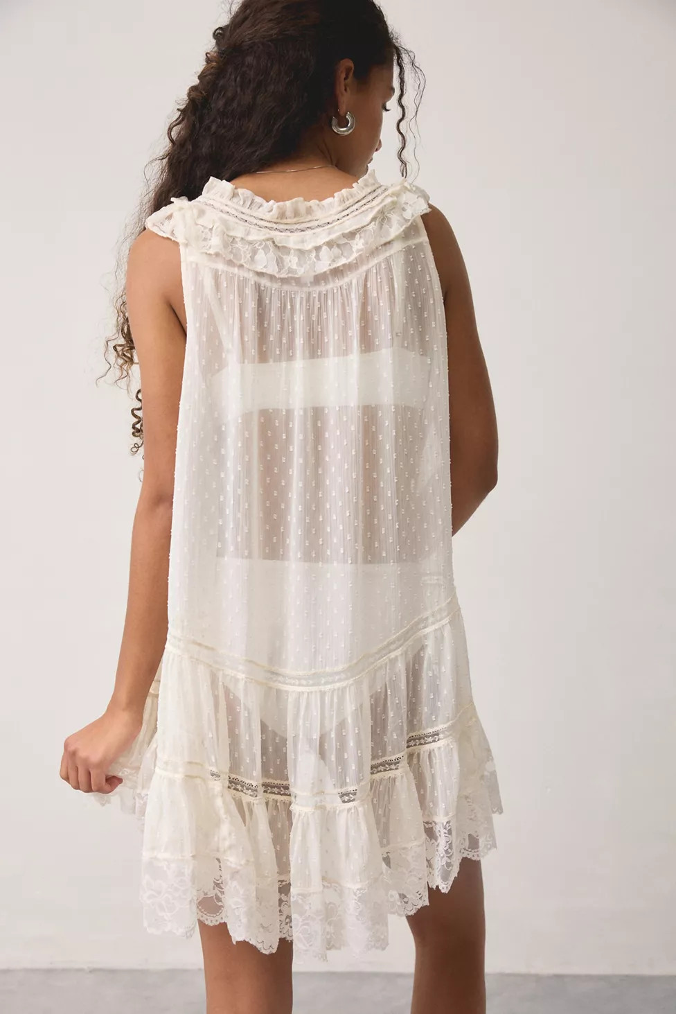 Out From Under Wildflower Sheer Lace Trim Sleep Dress | Urban Outfitters (US and RoW)