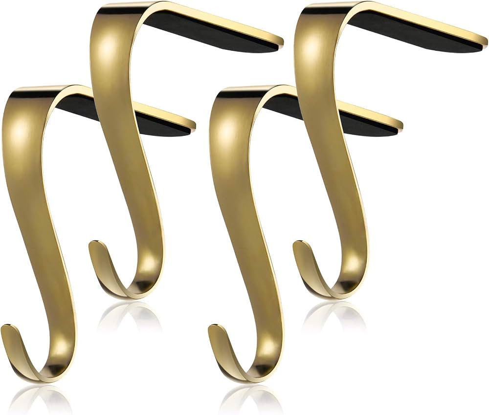 Boao Christmas Stocking Holders Metal Mantel Stockings Hangers Shelf Fireplace Garland Mantle Gri... | Amazon (US)