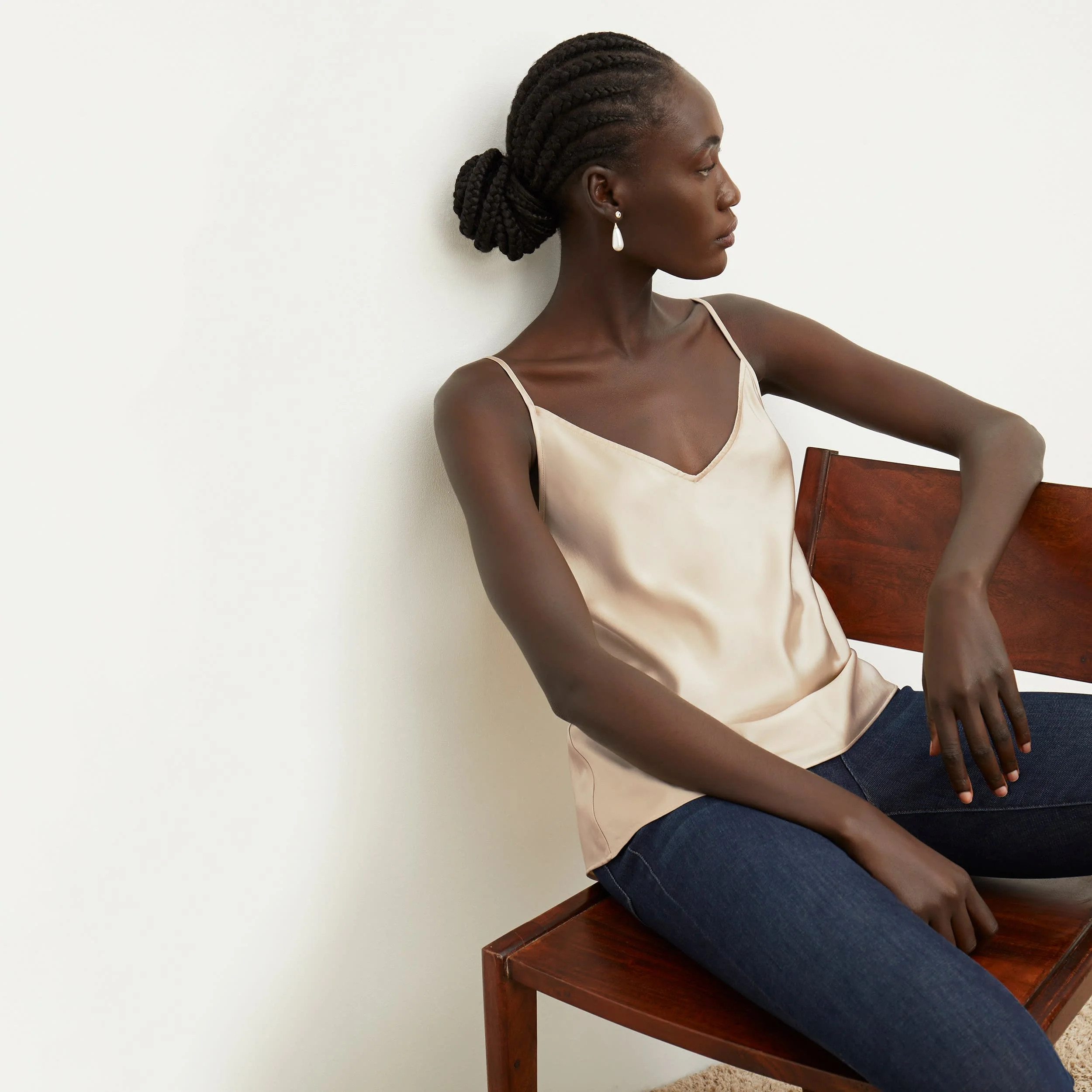 Lisey Cami - Washable Silk Charmeuse :: Champagne | MM LaFleur