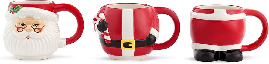 Mr. Christmas Stacking Santa Mugs, One Size, Red,85119, 12 oz | Amazon (US)