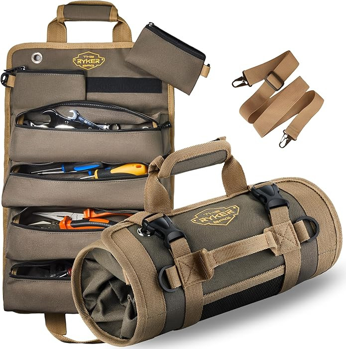 The Ryker Roll Up Tool Bag Organizer Gifts for Dad. Heavy Duty Motorcycle Tool Roll Bag Organizer... | Amazon (US)