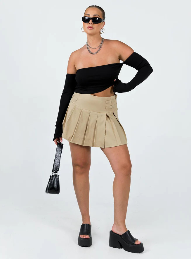 Cartwright Mini Skirt Beige | Princess Polly AU