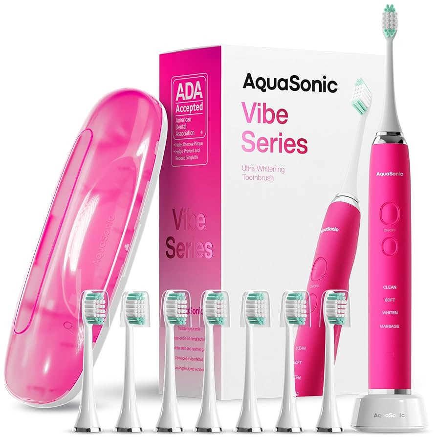 Aquasonic Vibe Series Ultra-Whitening Toothbrush – ADA Accepted Electric Toothbrush - 8 Brush H... | Amazon (US)