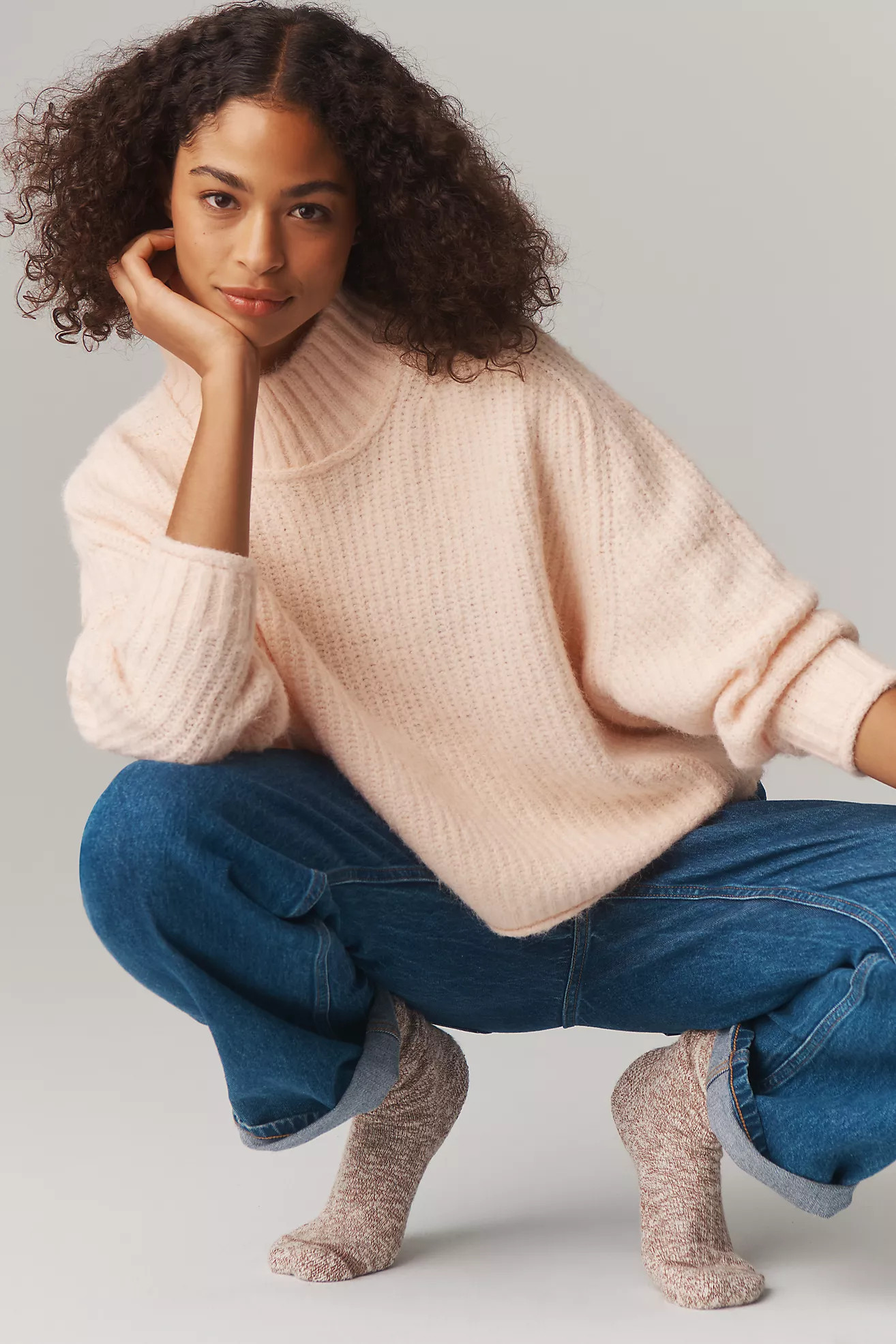 The Dawn Mock-Neck Chunky Sweater by Pilcro | Anthropologie (US)