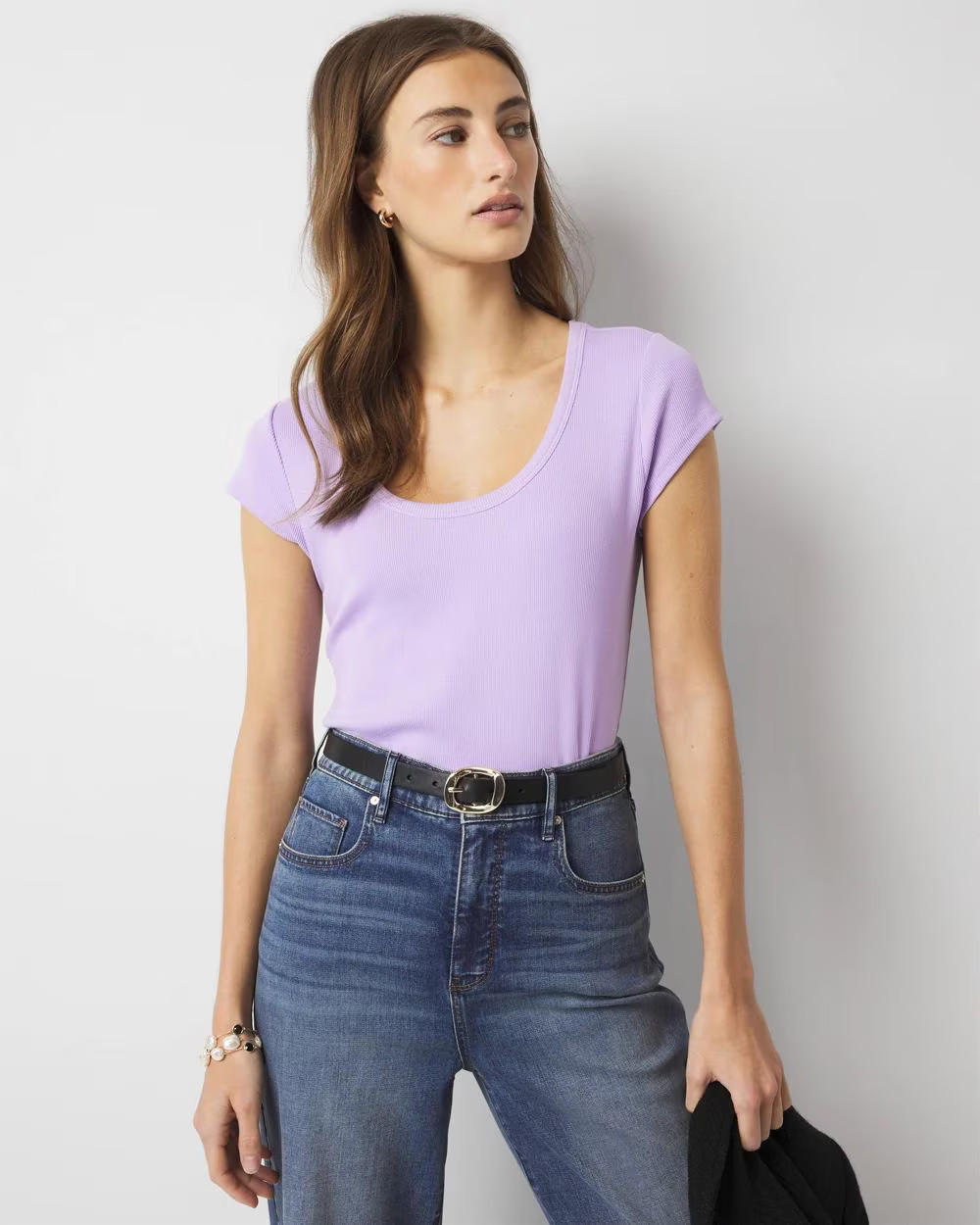 WHBMFORME™ Ribbed Stretch Scoop Neck Tee | White House Black Market