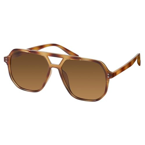 mosanana Oversized Aviator Sunglasses for Women Men Tortoise Polarized Trendy Cool Cute Funky Fashion Large Big Retro Vintage Stylish MS52243 | Amazon (US)