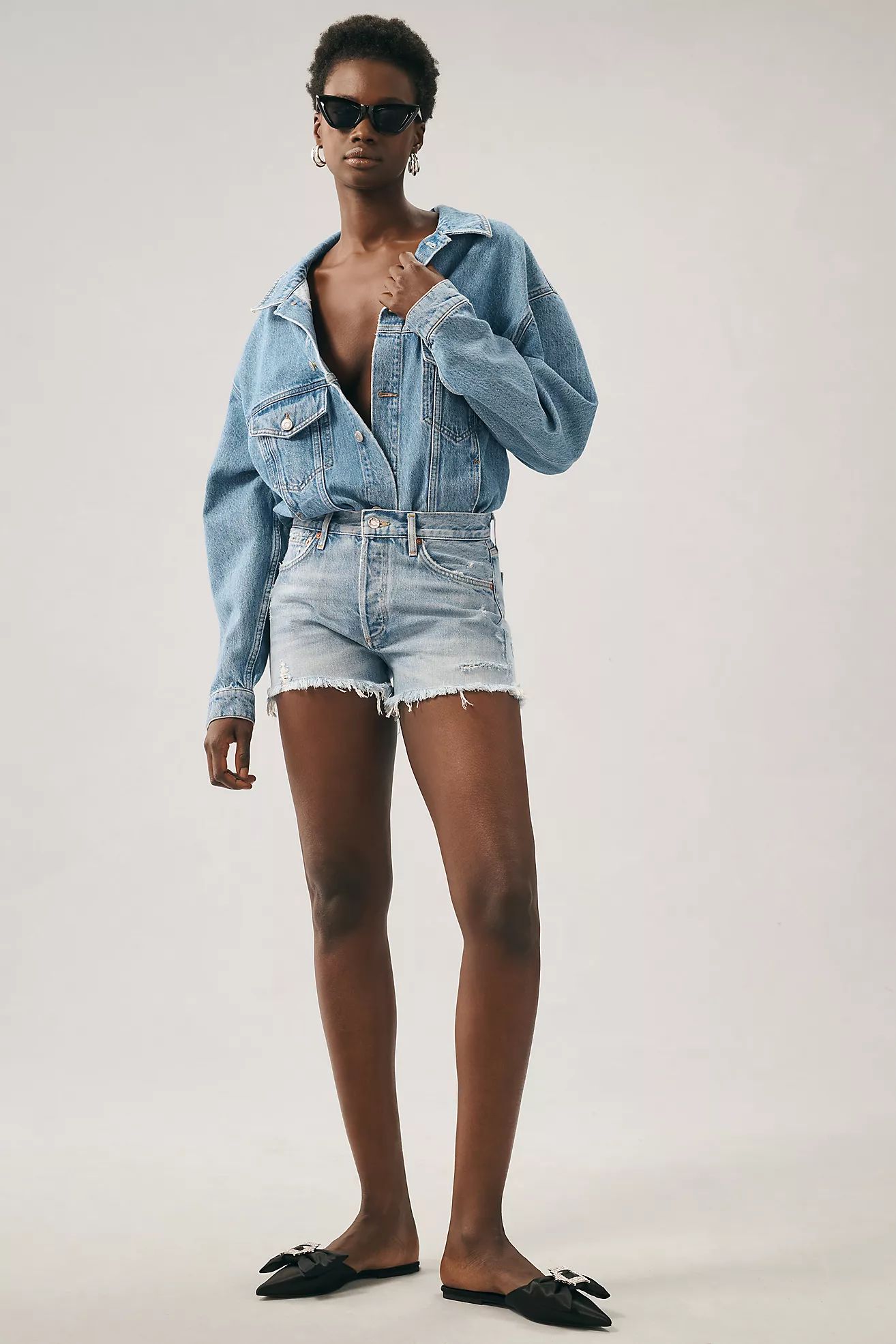 AGOLDE Parker Denim Fray Shorts | Anthropologie (US)