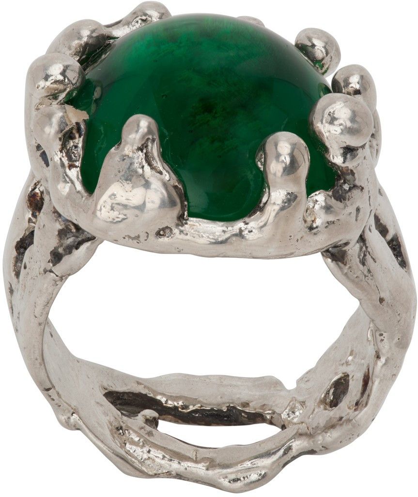 Silver & Green Magician Ring | SSENSE