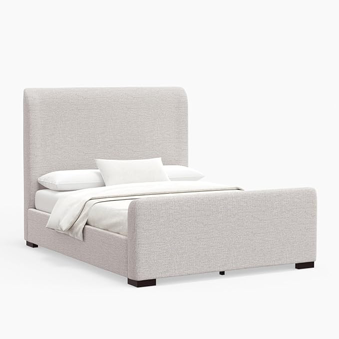 Alpine Furniture Adele Upholstered Queen Platform Bed in Beige | Amazon (US)