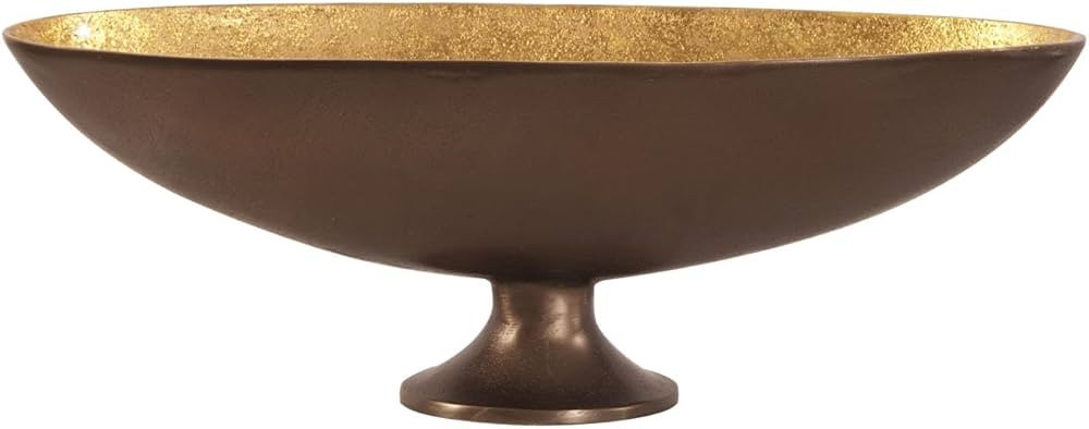 Howard Elliott Oblong Gold Footed Bowl for Centerpiece, Decorative Bronze Footed Bowl with Gold L... | Amazon (US)