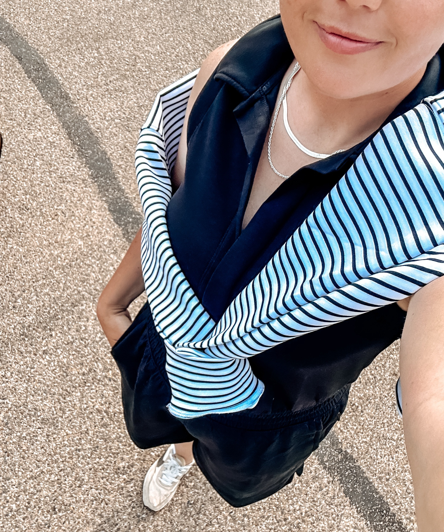 The perfect pulled together summer outfit that is nursing friendly! The romper has a button and I swung the sweatshirt around to use as a nursing cover! 5’2.75” and currently 150lbs. Wearing the medium romper and it fits well. Ordered the XL sweatshirt and wish I had done L. 

#LTKActive
