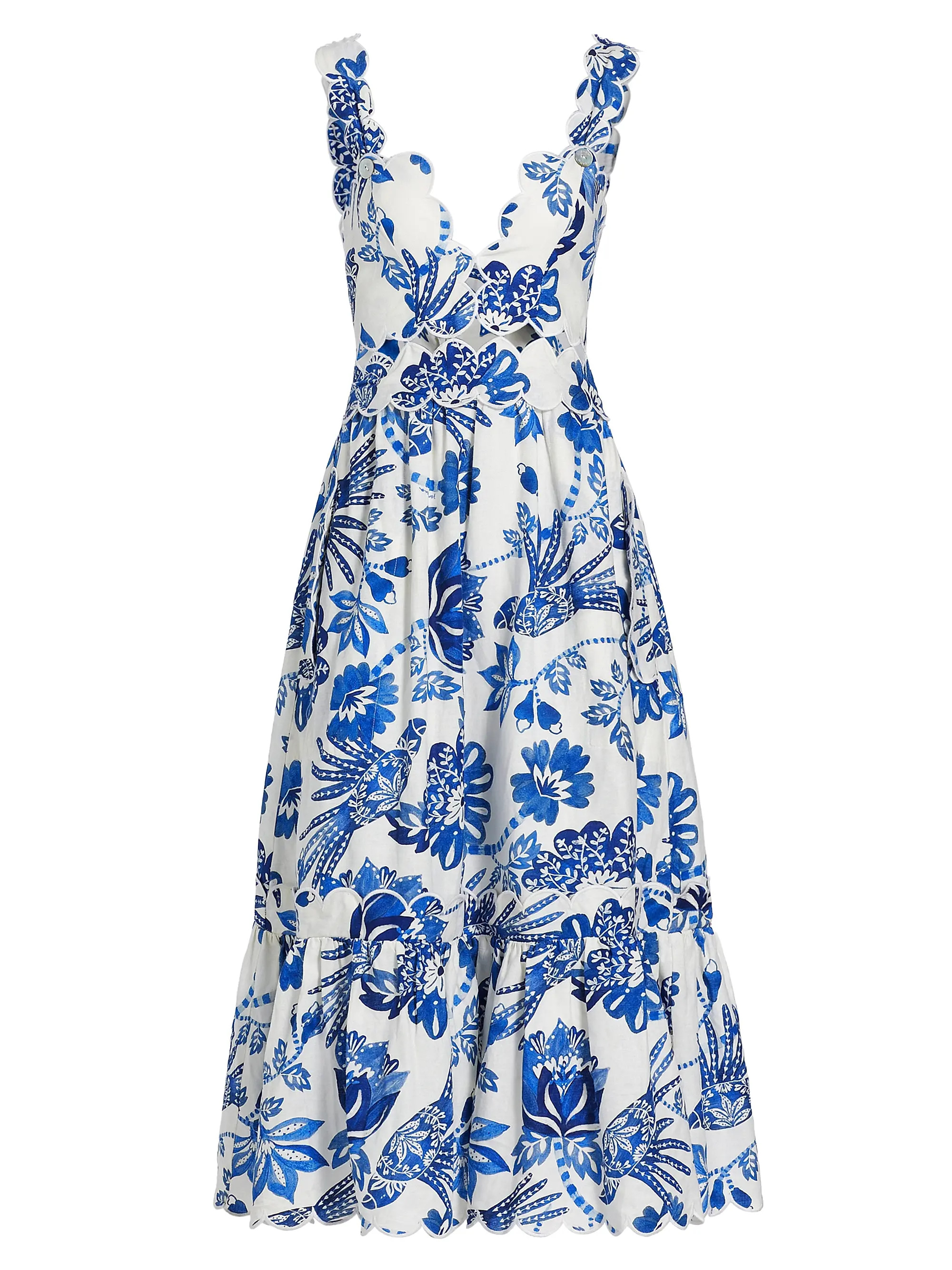 Flowerful Birds V-Neck Midi-Dress | Saks Fifth Avenue