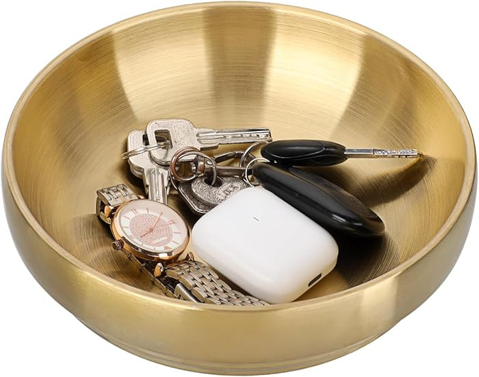 Key Bowl for Entryway Table Decorative Key Dish for Organizing Tabletop Catch All Bowl Gold Fruit... | Amazon (US)