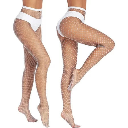 Musuos Women s White Fishnet Stocking High Waist Tights Fishnet Tights Hollow Out Pantyhose | Walmart (US)