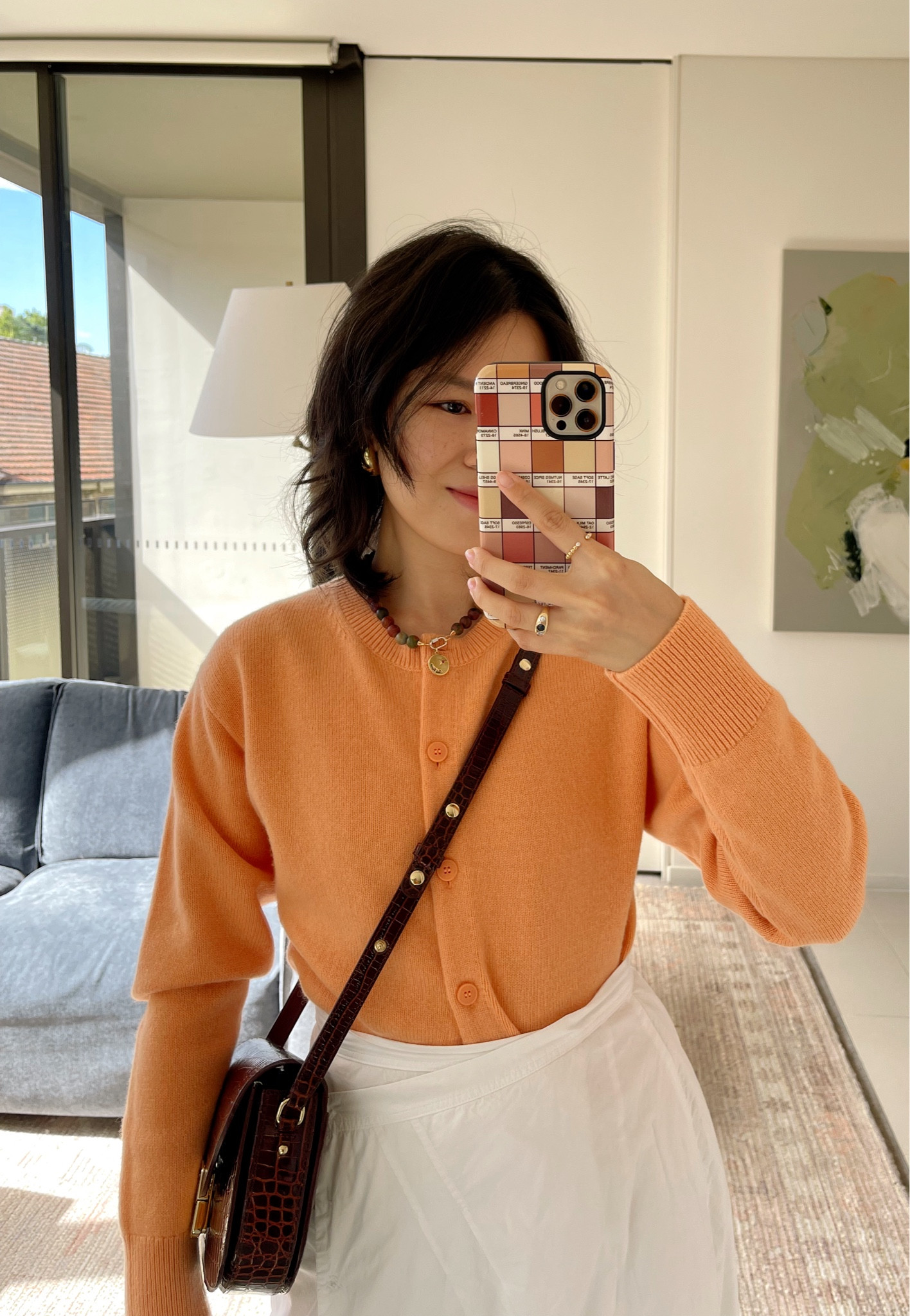 Loving this peach cardigan rn and the fact it’s made from 100% merino wool 👏✨ wearing usual size XS