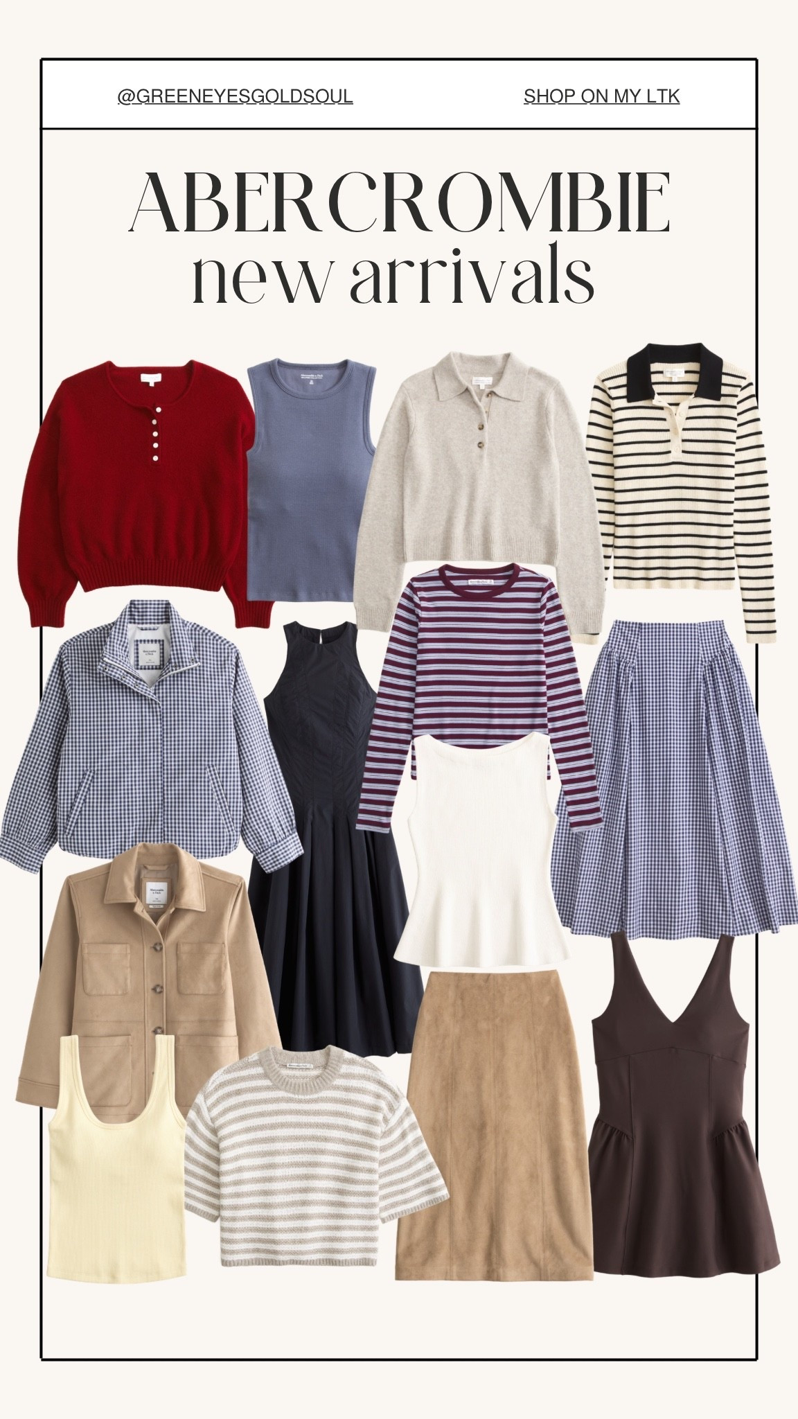 Abercrombie new arrivals are making me ready for fall 🍂🤎 Stripes, soft knits, gingham, suede and rich seasonal colors are all so good right now. These pieces are easy to mix into your wardrobe for work, weekends and those in between weather days!

Abercrombie new arrivals, Abercrombie fall fashion, Abercrombie fall outfits, fall fashion, fall outfits for women, preppy fall outfits, classic fall style, fall wardrobe, fall capsule wardrobe, fall sweaters, striped sweater, gingham skirt, suede skirt, fall dresses, fall jackets, fall tops, transitional fall outfits, business casual outfits, fall workwear, elevated casual outfits, women’s fall fashion

#Abercrombie #AbercrombieStyle #FallFashion #FallOutfits #FallStyle #FallWardrobe

#LTKootd #LTKSeasonal #LTKWorkwear