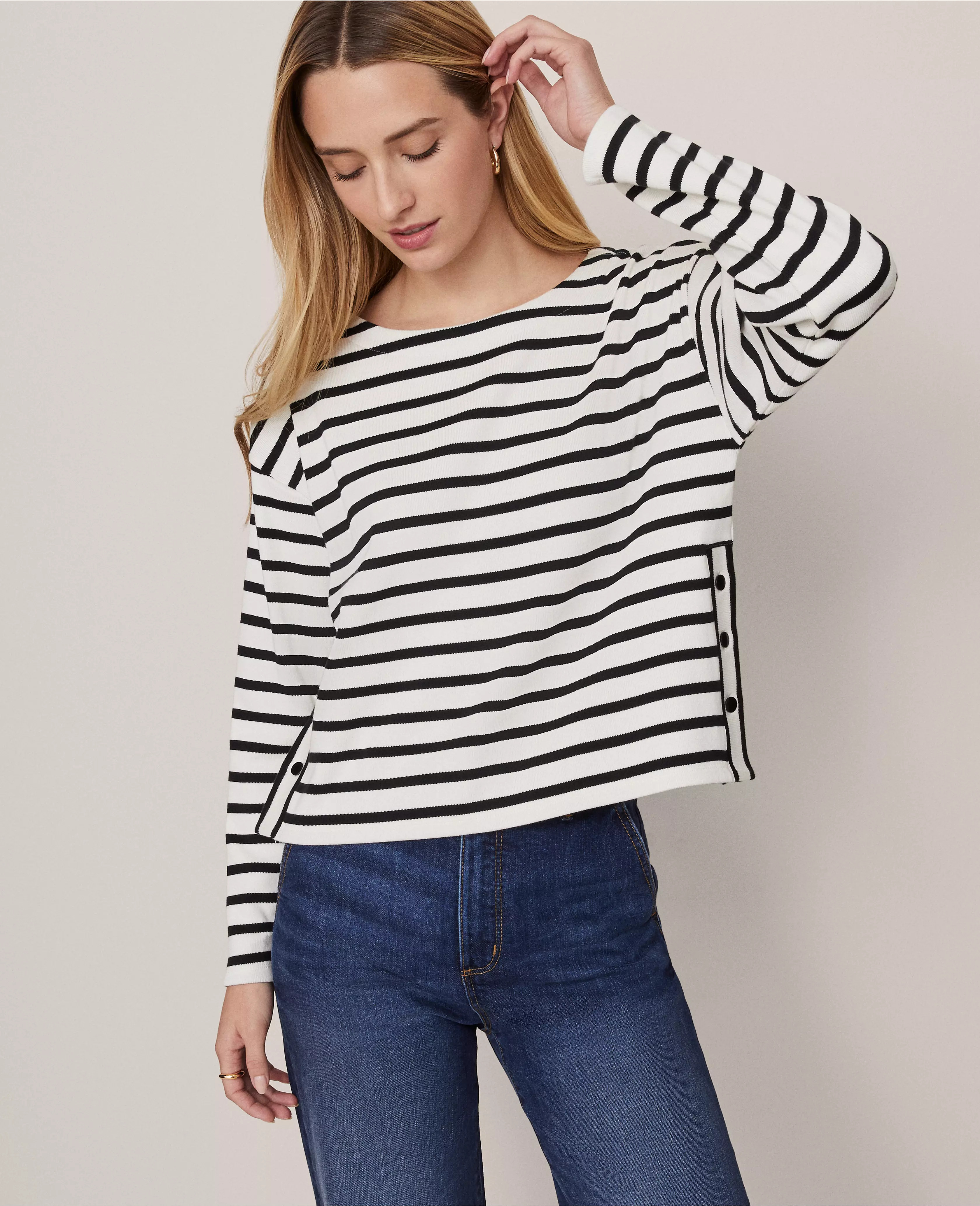 Weekend Collection Striped Crew Neck Top | Ann Taylor