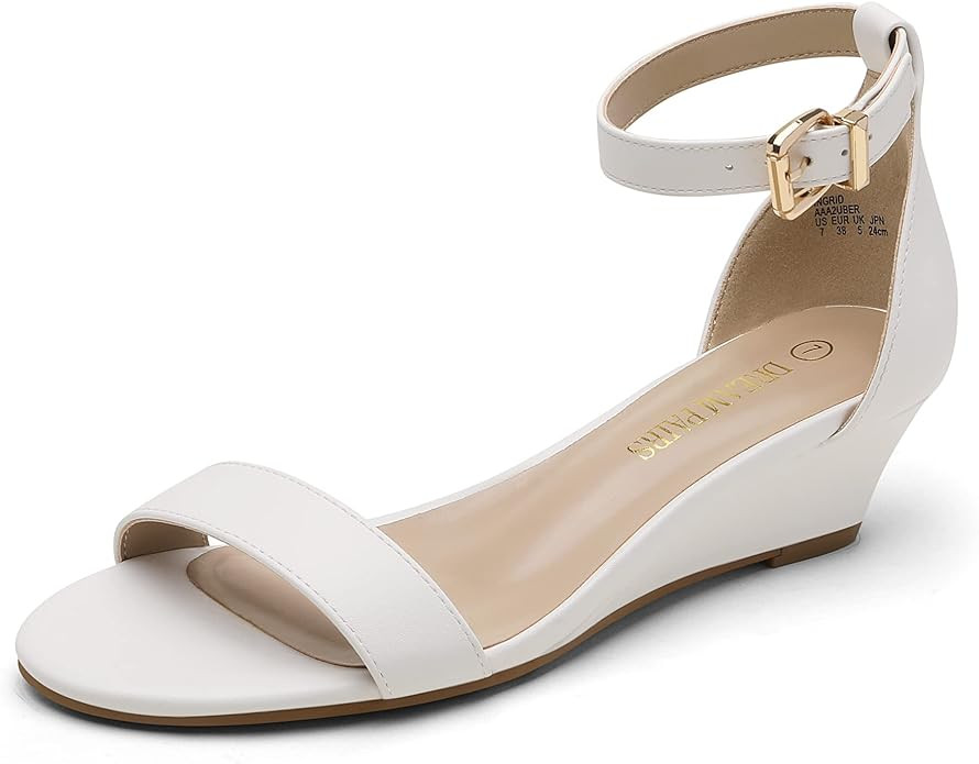 DREAM PAIRS Women's Ingrid Ankle Strap Low Wedge Sandal | Amazon (US)