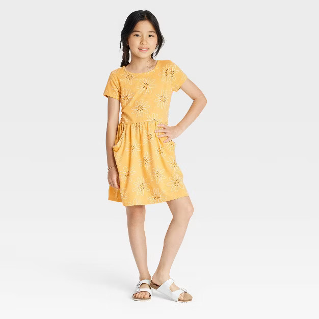 Girls' Printed Short Sleeve Knit Dress - Cat & Jack™ | Target