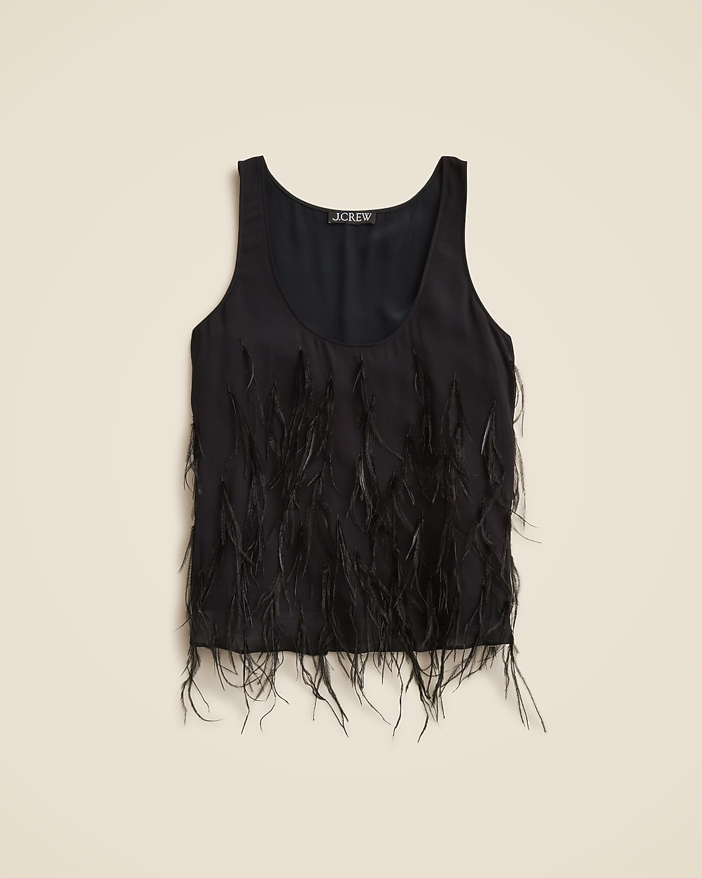 Feather-embellished tank top in chiffon | J. Crew US