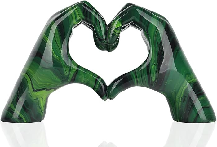 DOVDOV Resin Sculpture, Fluid Green Heart Decoration, Modern Art Statue for Home Decor for Valent... | Amazon (US)
