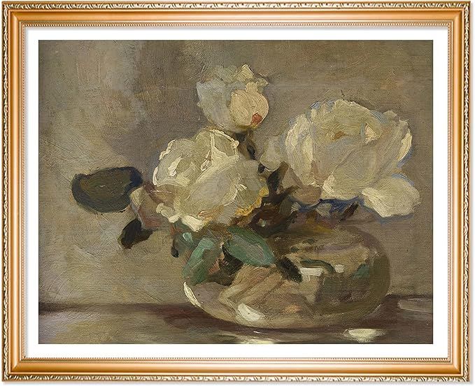 Ujoyful Vintage Roses Painting | Flowers Wall Art for Living Room | Neutral Floral Farmhouse Wall... | Amazon (US)