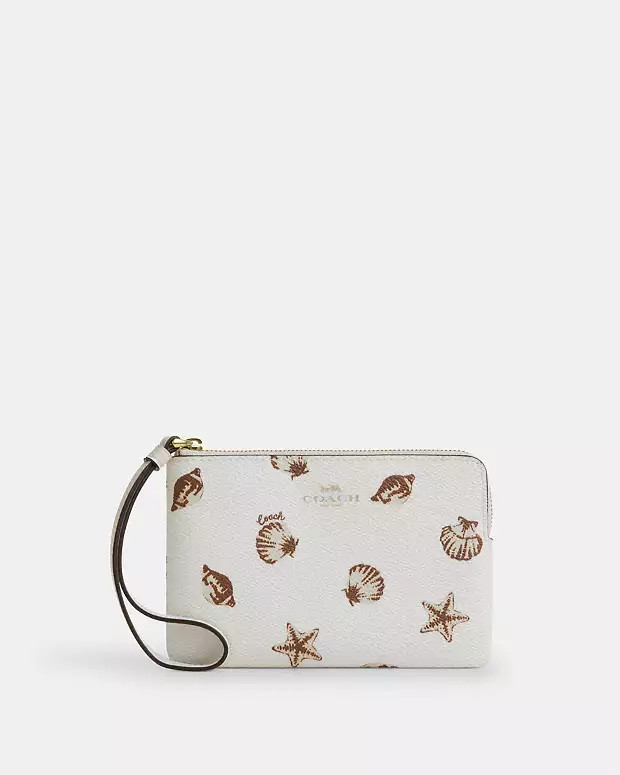 Corner Zip Wristlet With Shell Print | Coach Outlet US