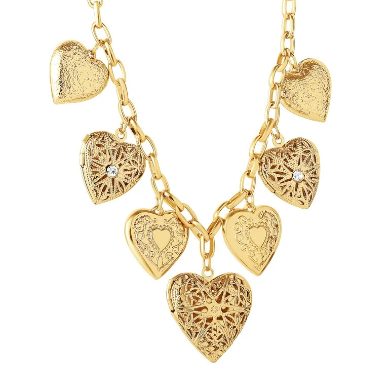 Jessica Simpson Women's Multi Heart Charm Necklace | Walmart (US)