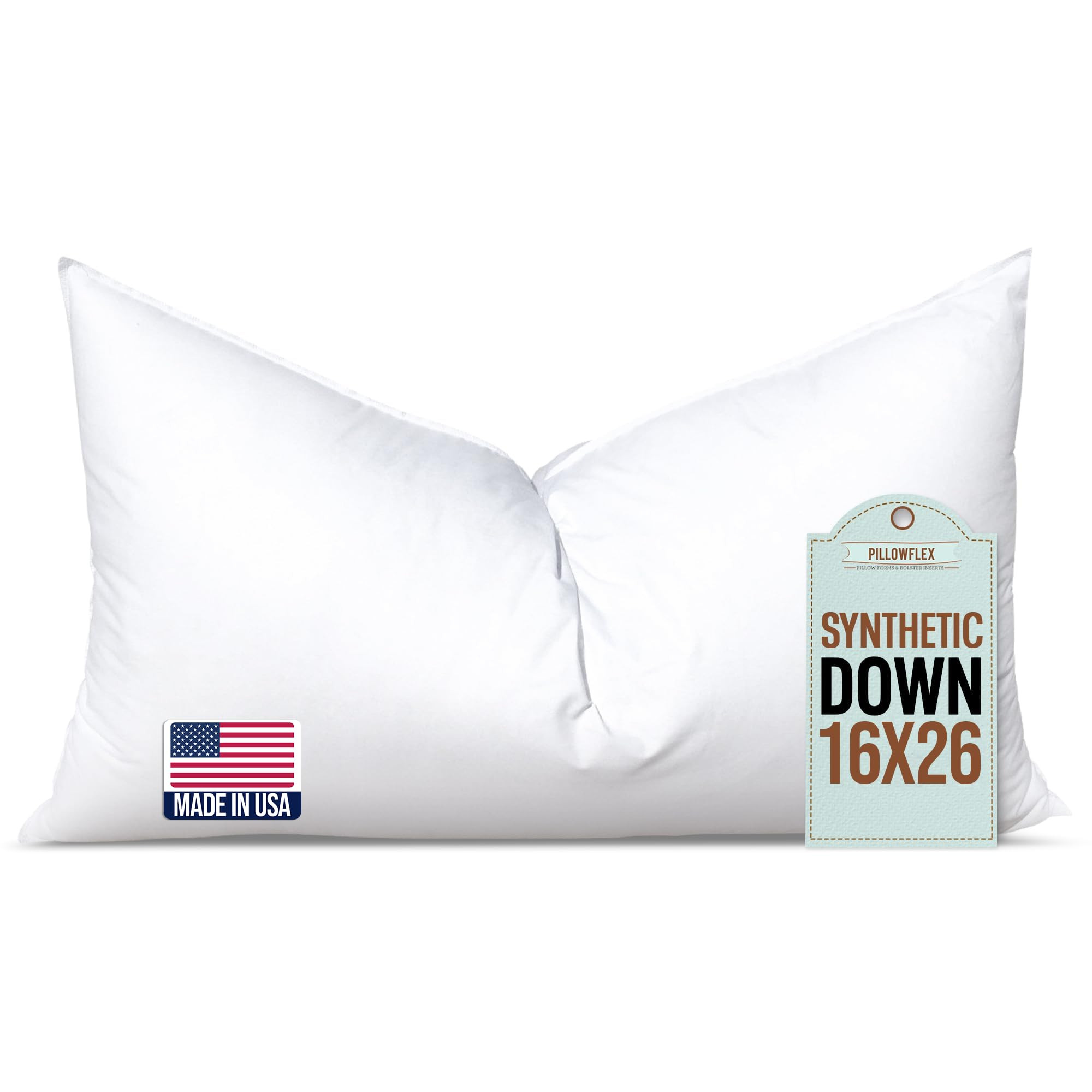 Pillowflex Synthetic Down Pillow Insert - 16x26 Down Alternative Pillow, Ultra Soft, Large Standa... | Amazon (US)