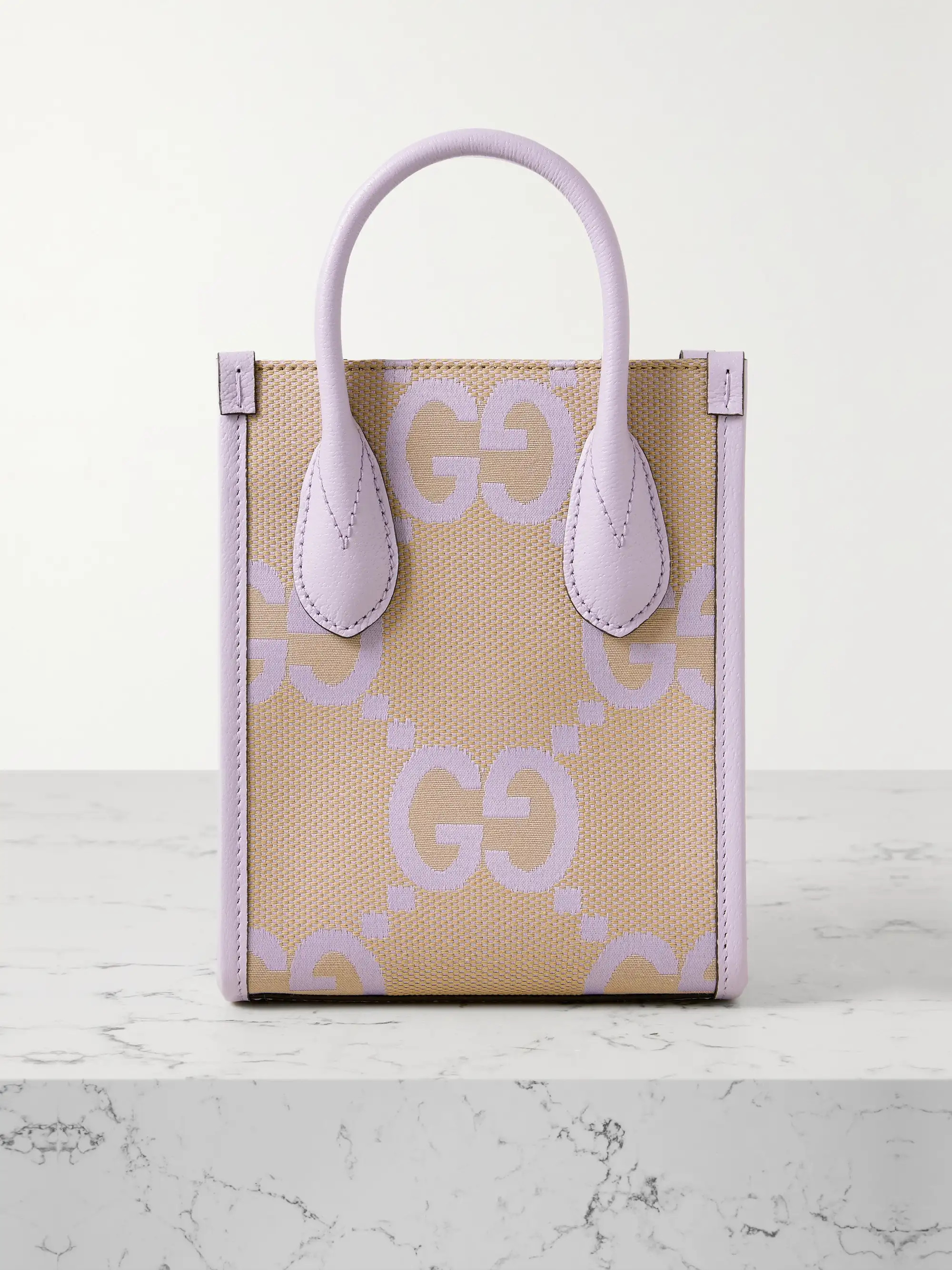 GUCCIGG Jumbo leather-trimmed canvas-jacquard tote | NET-A-PORTER (US)
