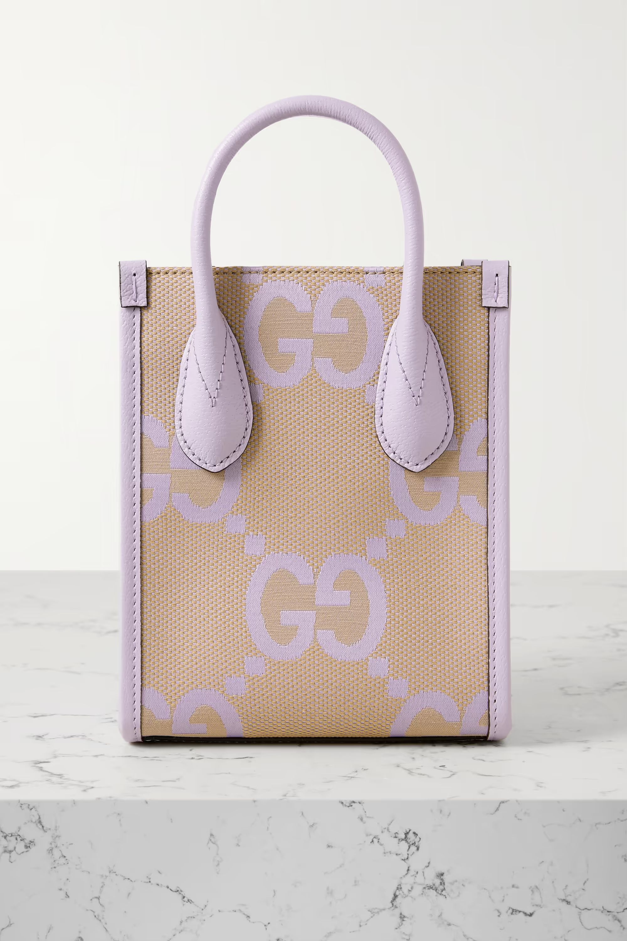 GUCCIGG Jumbo leather-trimmed canvas-jacquard tote | NET-A-PORTER (US)