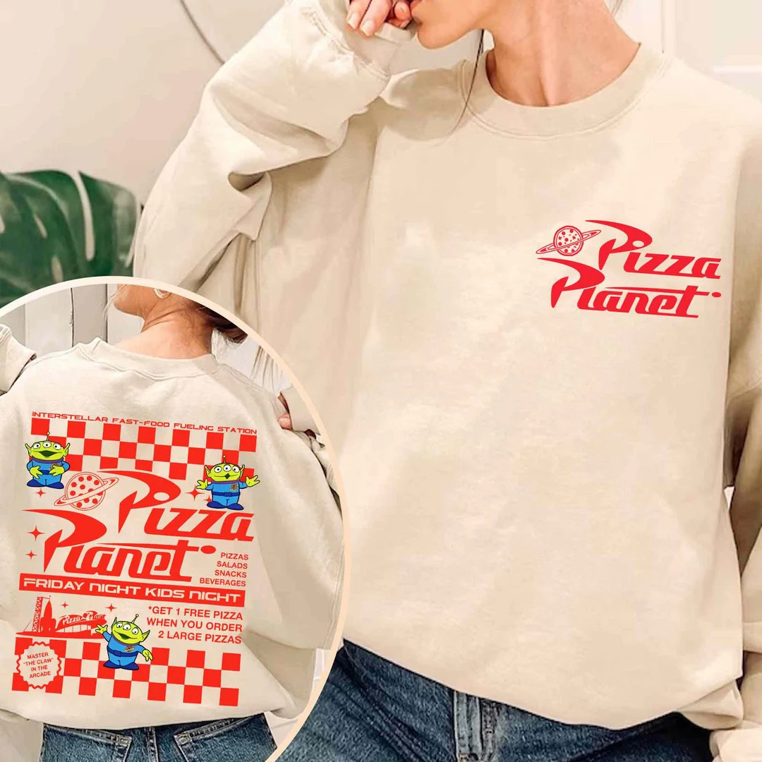 Two Sided Toy Story Aliens Pizza Planet Take Out Flyer Comfort Colors Shirt, Vintage Disney Check... | Etsy (US)